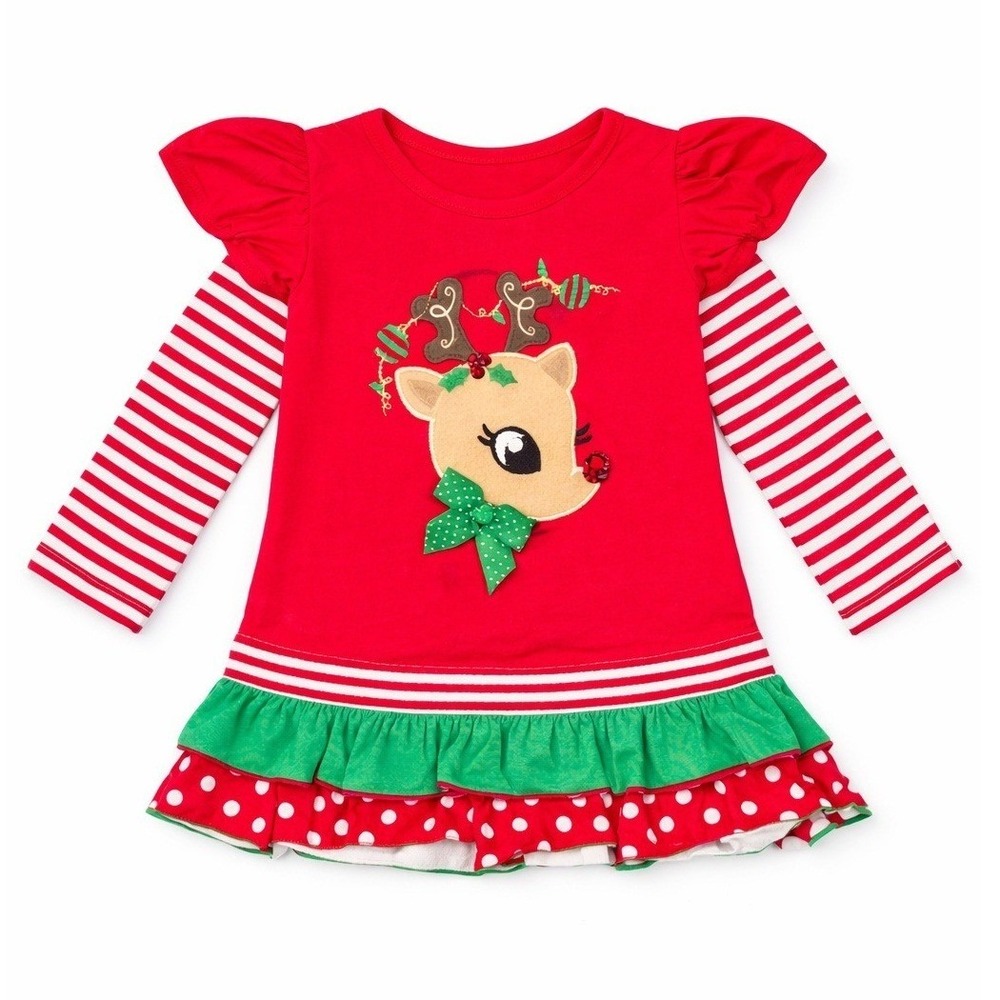 Rompers & Ruffles‎ NWT Christmas Reindeer Red Stripe Girls 18M
